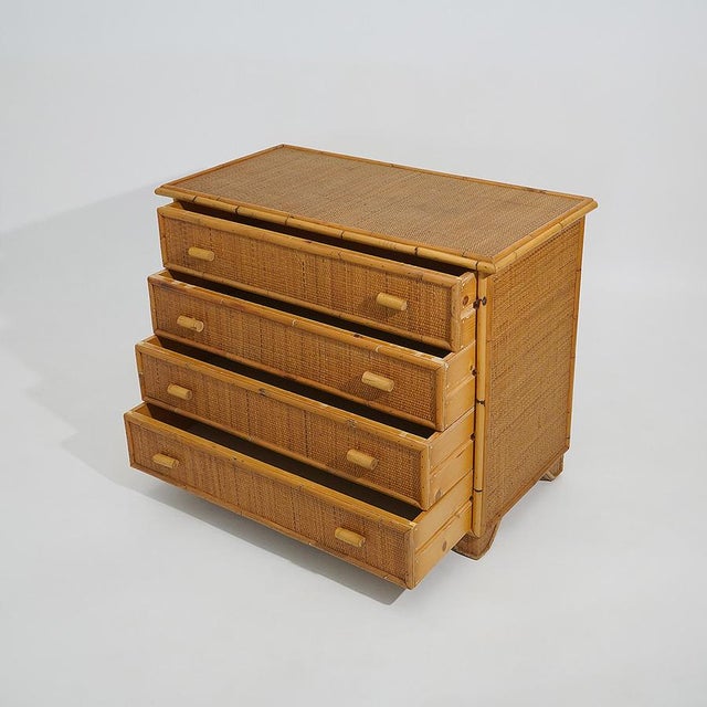 Bamboo and Woven Wicker Chest of Drawers, 1970s For Sale - Image 9 of 14