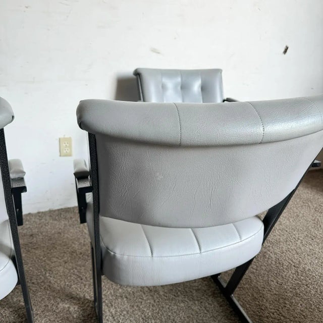 Postmodern Gray and Charcoal Cantilever Dining Arm Chairs For Sale In Miami - Image 6 of 8