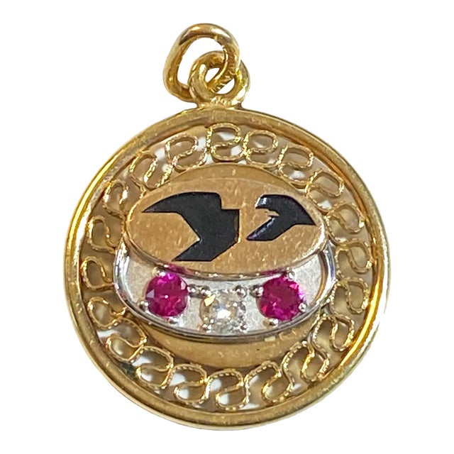 Vintage 12k Gold Filled Hallmarked Round Shape Pendant For Sale
