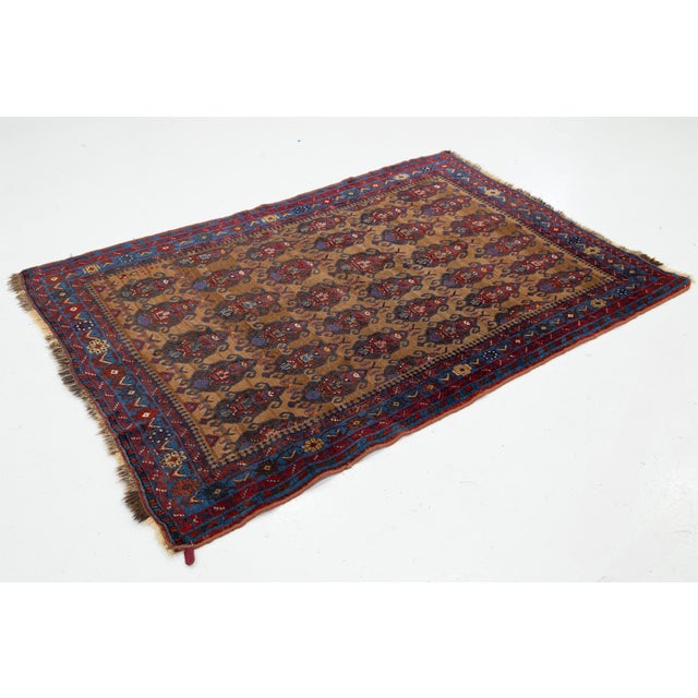 Persian Antique Malayer Scatter Wool Rug Handmade in Brown With Allover Pattern For Sale - Image 3 of 8