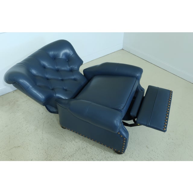 Pair Ethan Allen Blue Leather Recliner Living Room Chairs Chairish