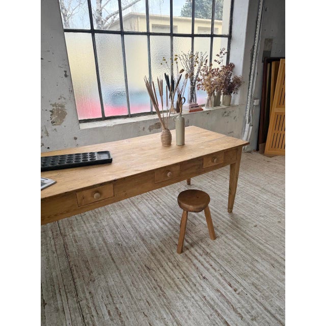 Pine and Oak Farmhouse Table with Drawers, 1950s For Sale - Image 12 of 18