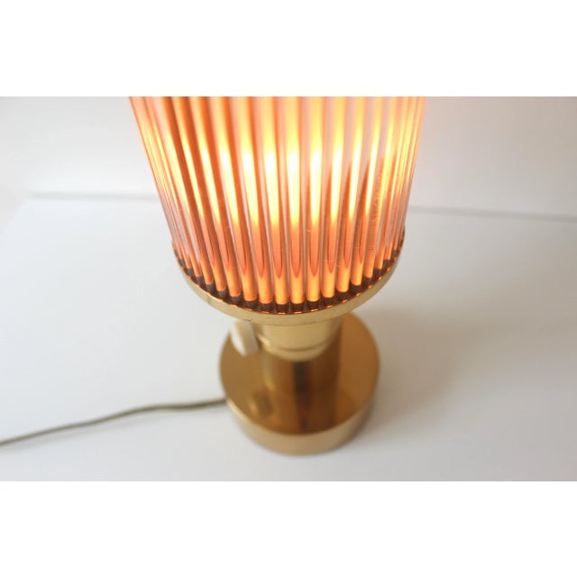 Brass Vintage Art Deco Table Lamp Glass Rods Brass Dimmer Switch For Sale - Image 8 of 10