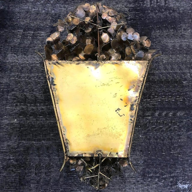 1960s Brutalist Welded Brass Wall Mount Lantern by Tom Greene For Sale - Image 11 of 12