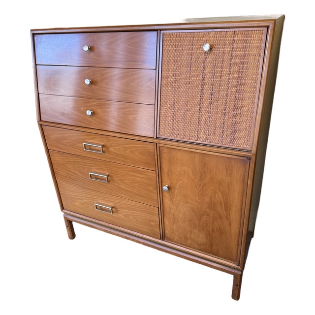 Kipp Stewart for Drexel Suncoast Gentleman's Chest Highboy C1950s For Sale