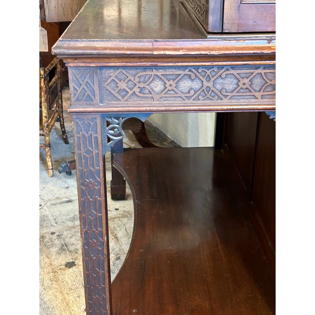 Wood Antique Chippendale Cabinet on Stand or Bookcase For Sale - Image 7 of 8