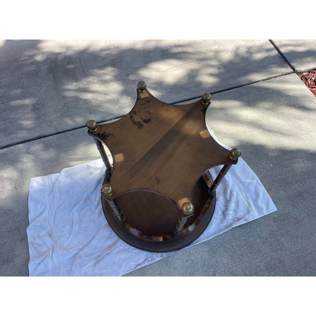 Vintage Art Deco Burl Wood & Églomisé Glass Accent Table With Brass Details For Sale - Image 11 of 12