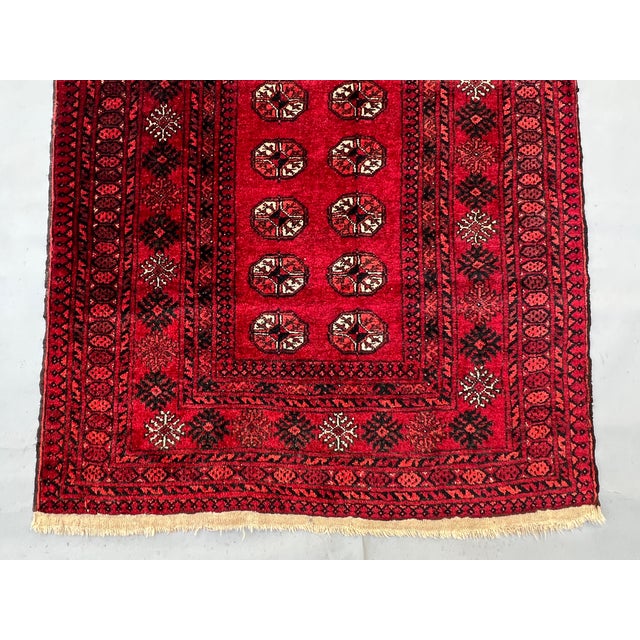 2000 - 2009 Vintage Afghan Mauri Bokhara Single Column Oval Gul Rug - 6'0" X 3'7" For Sale - Image 5 of 12
