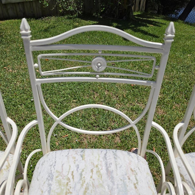 Metal Set of 4 Vintage Coastal Palm Beach Regency Metal Barstools. For Sale - Image 7 of 18