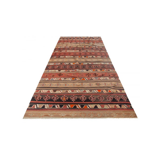 Mid-Century Modern Vintage Turkish Konya Kilim Rug - 5`7" X 13`3" For Sale - Image 3 of 6