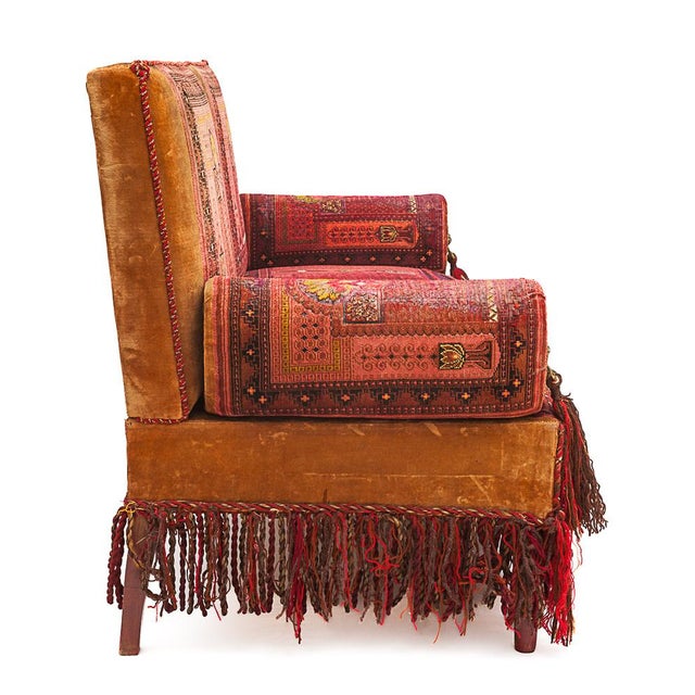 Wood Alsatian Velvet Sofa, 1920s For Sale - Image 7 of 15