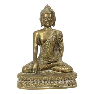 Unknown, Seated Buddha Statue Sculpture, Brass For Sale