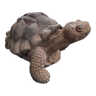 Late 20th Century Cast Hardstone Figural Turtle Garden Statue For Sale