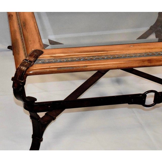 Metal Vintage Jacques Adnet for Hermès Style Equestrian Coffee Table For Sale - Image 7 of 8