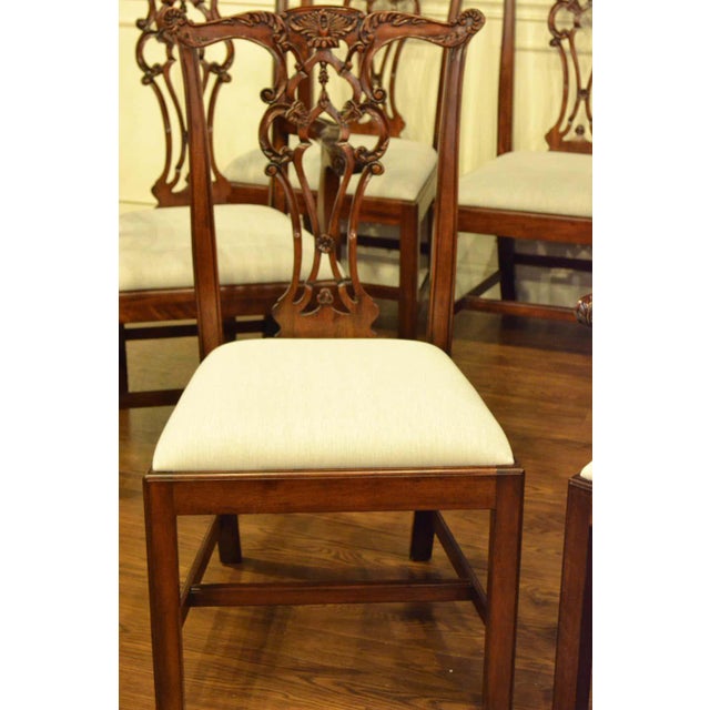 Wood Leighton Hall Mahogany Chippendale Straight Leg Dining Chairs - Set of 14 - Showroom Samples For Sale - Image 7 of 13