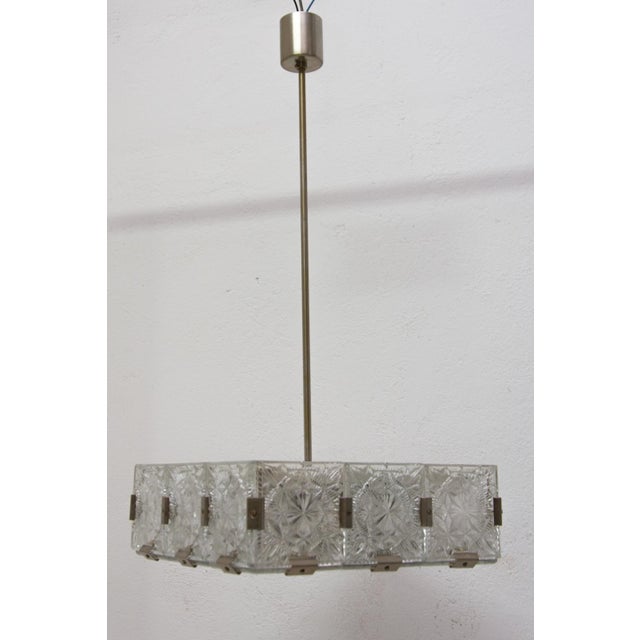Mid-Century Pendant Lamp in Glass & Chromed Steel from Kamenický Šenov, Czechoslovakia, 1970s For Sale - Image 4 of 15