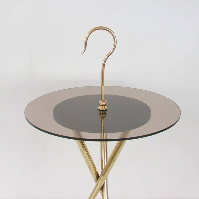 Mid-Century Modern Mid-Century Italian Brass and Tinted Glass Occasional Table, 1950s For Sale - Image 3 of 13