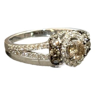 14k White Gold & Multicolored Diamond Cluster Ring For Sale