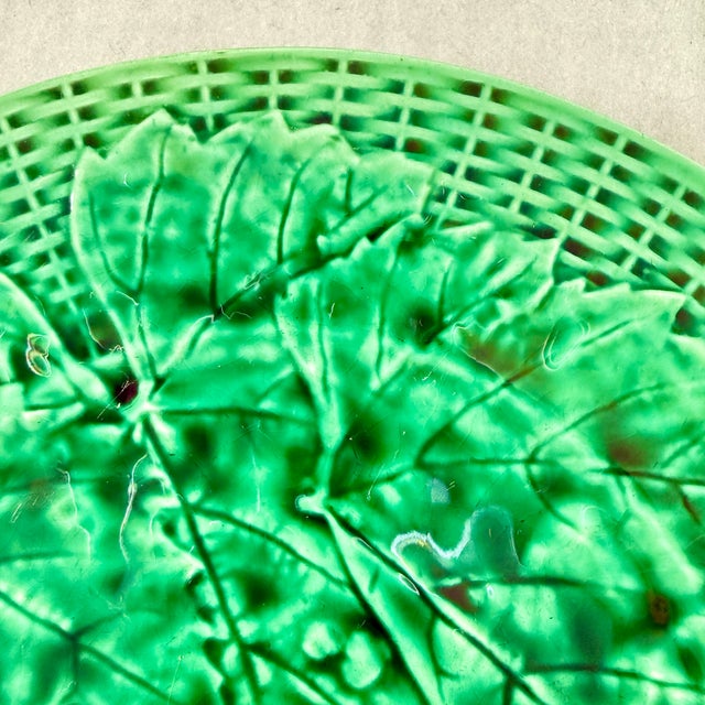 Minton Majolica Green Leaf Plate For Sale In Philadelphia - Image 6 of 9