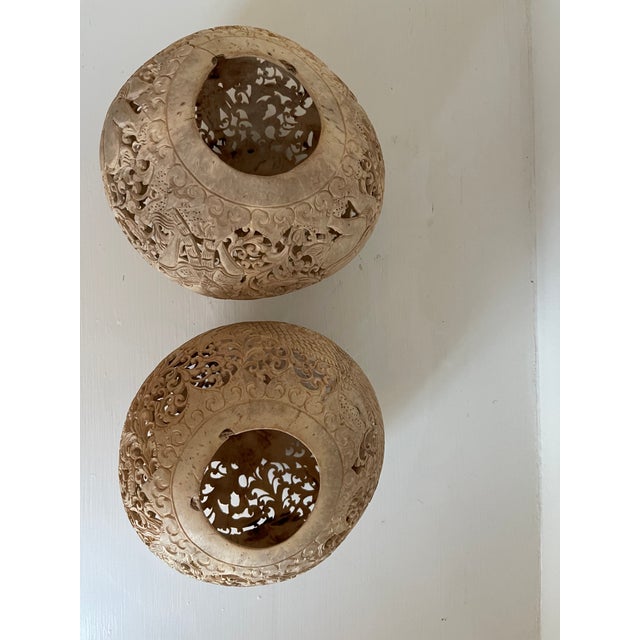 Early 20th Century Indonesian Coconut Carvings a Pair For Sale - Image 4 of 10