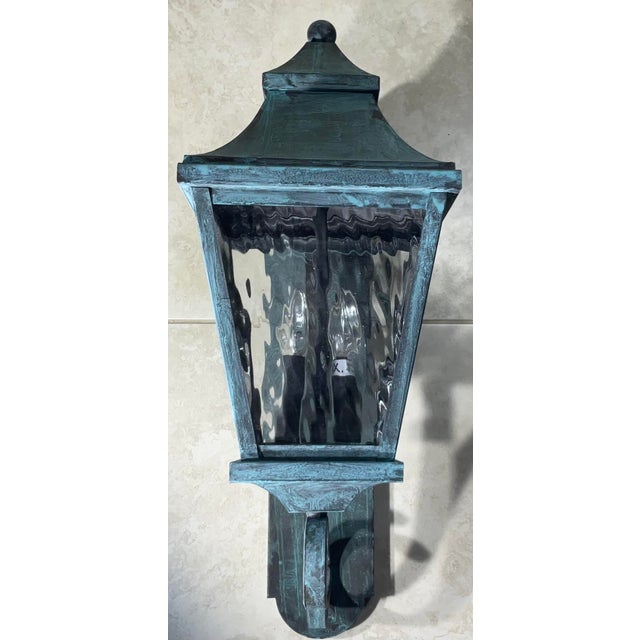 Single Solid Quality Brass Wall Hanging Lantern 25” High X 9”.5 W X 13” D For Sale - Image 10 of 10