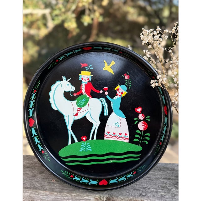 Vintage Scandinavian Folk Art Serving Tray | 1950s For Sale - Image 4 of 5