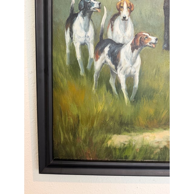 Late 20th Century Late 20th Century Fox Hunting Scene Oil Painting on Canvas Horses Hounds Equestrian Sporting Art For Sale - Image 5 of 13