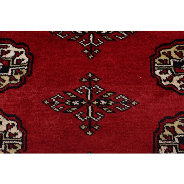 1990s Rustic Bokhara Mann Red/Beige Hand Knotted Wool Rug For Sale - Image 5 of 10