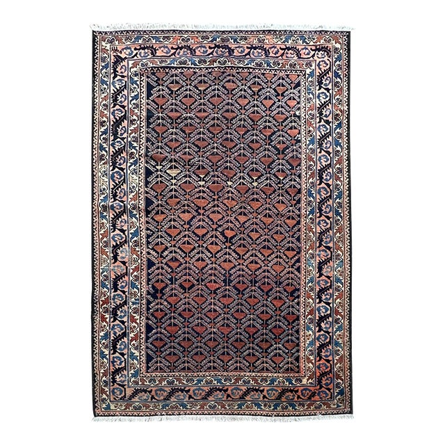 Antique Persian Geometric Wool Rug 4’9” X 6’8” For Sale