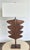 Original retail $1720, stylish Arteriors Modern Tall Aged Copper Sculptural Table Lamps, white fabric shades, showroom...