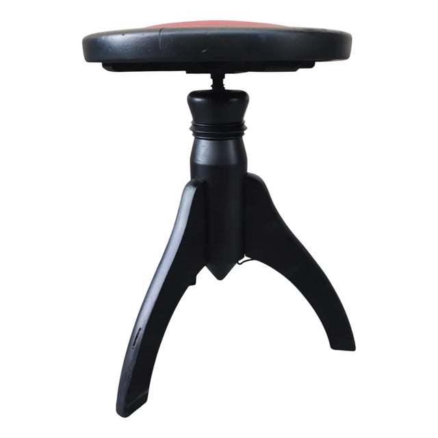 Art Deco Adjustable Wooden Piano Stool, 1950s For Sale
