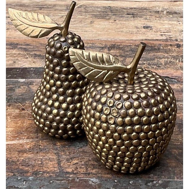 Brass Vintage Studded Apple and Pear For Sale - Image 8 of 11