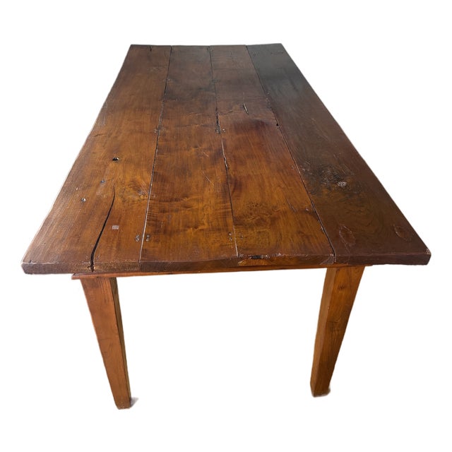 19th Century American Primitive Farmhouse Harvest Dining Table For Sale