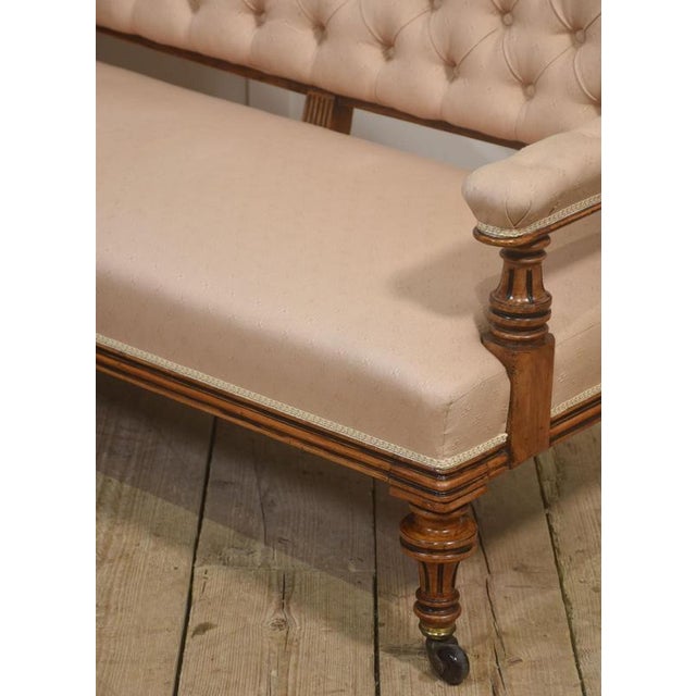 19th Century Walnut and Fabric Settee For Sale - Image 10 of 14