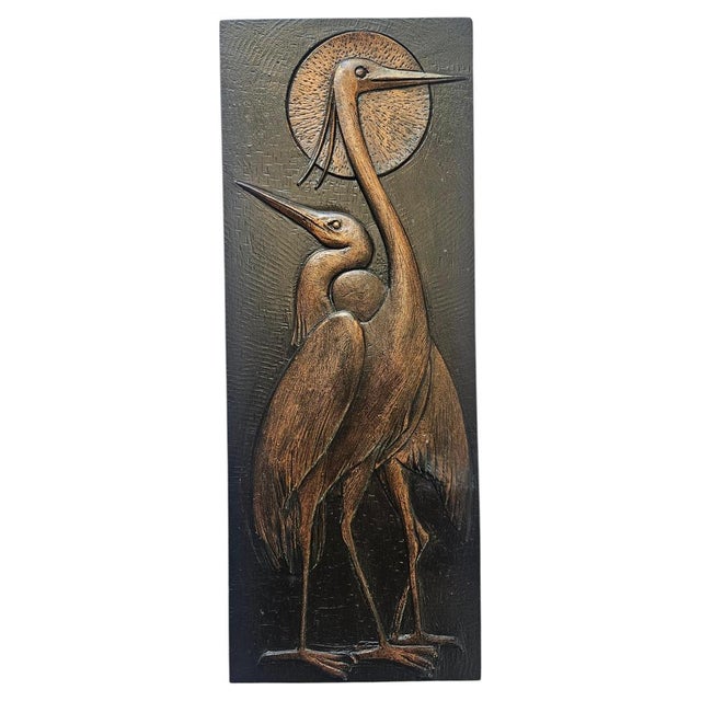 Wall Wood Relief Sculpture of Herons, 1960s For Sale - Image 14 of 14