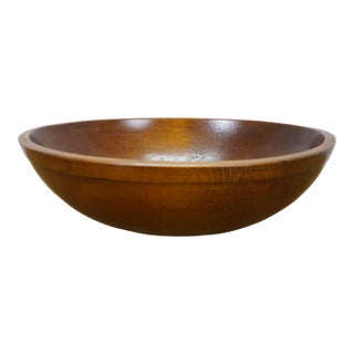 Antique Primitive Turned Maple Wood Farmhouse Dough Mixing Bowl For Sale