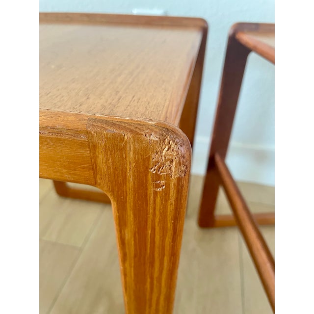 Wood 1960s Mid Century Danish Modern Teak End Tables by Arne Hovmand-Olsen for Mogens Kold Møbelfabrik- a Pair For Sale - Image 7 of 11