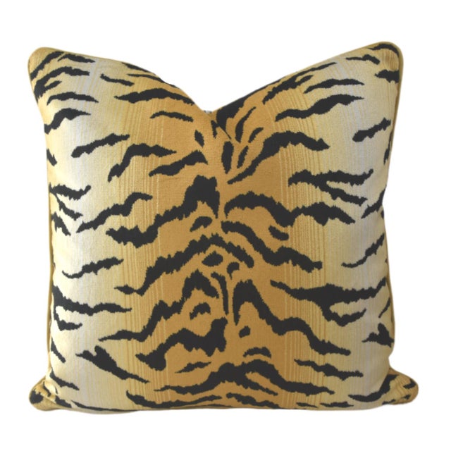 Textile Beautiful Designer Bangle Tiger Stripe Velvet Feather/Down Pillow For Sale - Image 7 of 7