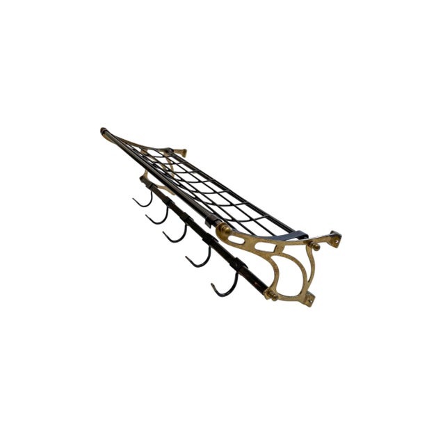 1980s Art Deco Wall Coat and Hat Rack in Brass and Metal, 1980s For Sale - Image 5 of 10
