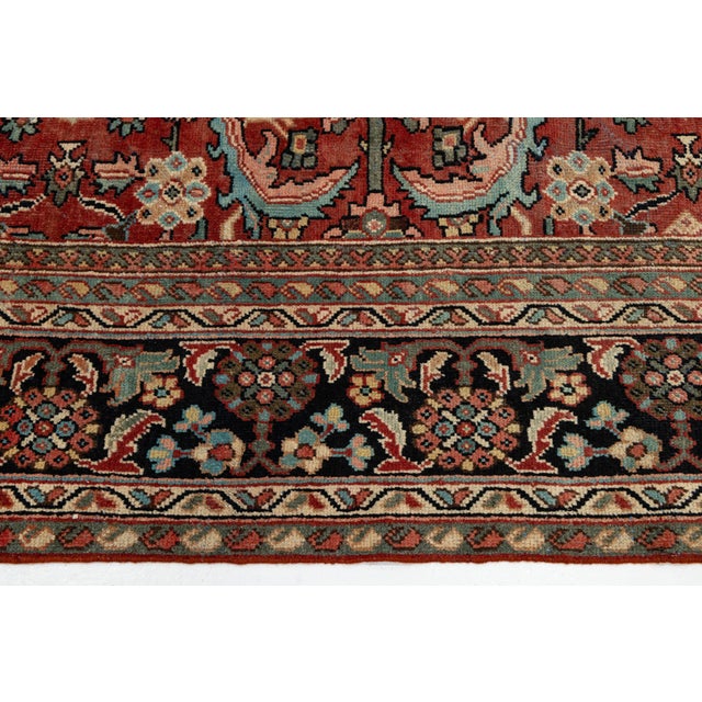 10 X 12 Vintage Persian Mahal Hand-Knotted Wool Rug Red & Navy For Sale - Image 10 of 10
