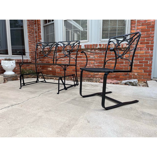 Wrought Iron Glider Bench & Cantilever Chair - Set of 2 For Sale - Image 4 of 12