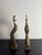 Striking pair of vintage brass peacock sculptures in a stylized art deco/midcentury modern form. Original seal from Dara...