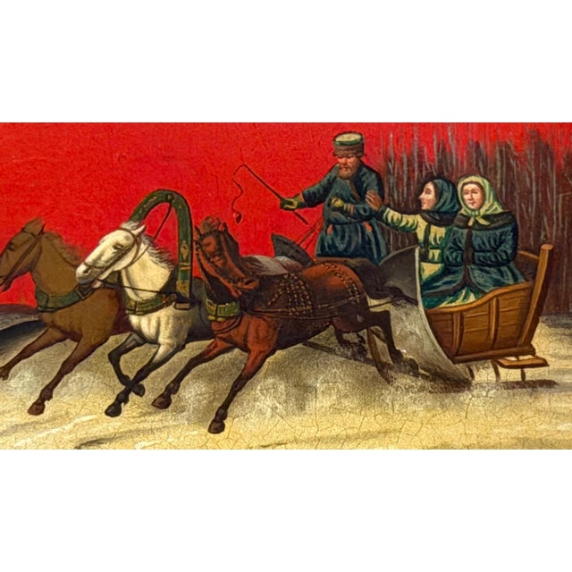 Imperial Russian Lacquered Papier-Mâché Troika Box, Lukutin Factory, 1880-1910 For Sale - Image 17 of 18
