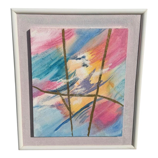 Vintage Postmodern Abstract Mixed Media Artwork “Gold on Gold” For Sale