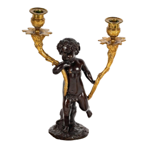 Antique Clodion Bronze Cherub Sculpture Gilt Bronze Candelabra