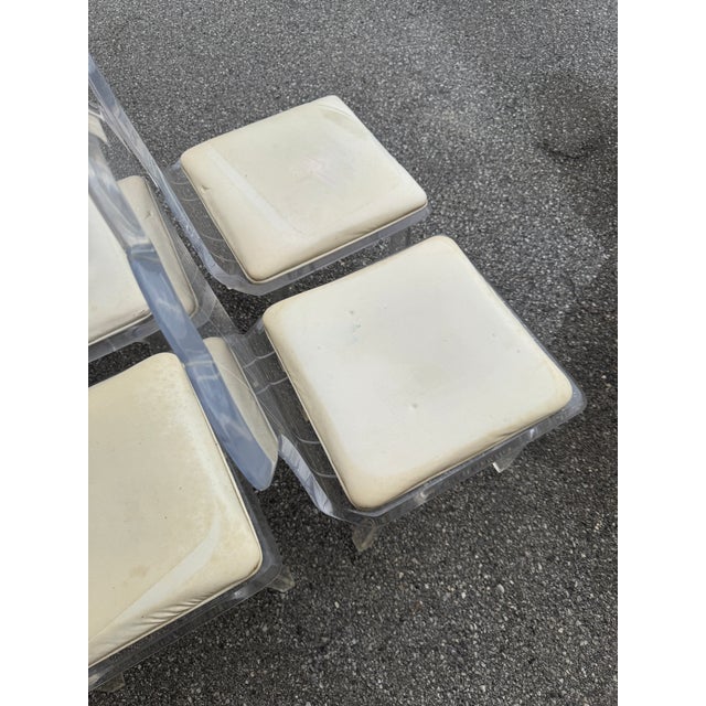 1970s Mid-Century Modern Lucite Dining Chairs With Upholstered Seats - Set of 4 For Sale In Philadelphia - Image 6 of 12