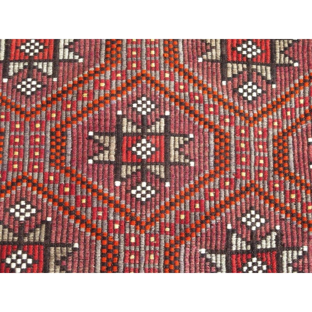 Mid-Century Modern 1960's Embroidered Nomad Kilim - 74"x118" For Sale - Image 3 of 9