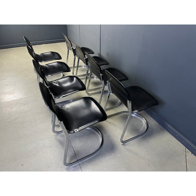 Black Vintage Dining Chairs from Cidue, 1970s, Set of 8 For Sale - Image 8 of 15