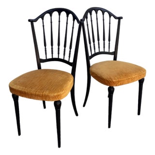 Vintage Mid Twentieth Century 1950’s Black Italian Chiavari Chairs, a Pair For Sale