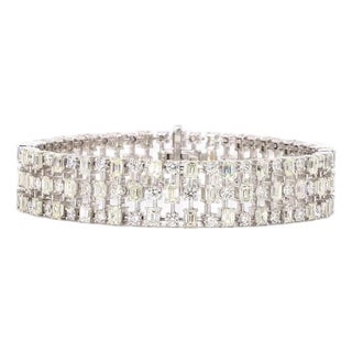 11.95 Carat Emerald Cut Diamond Gold Bracelet For Sale
